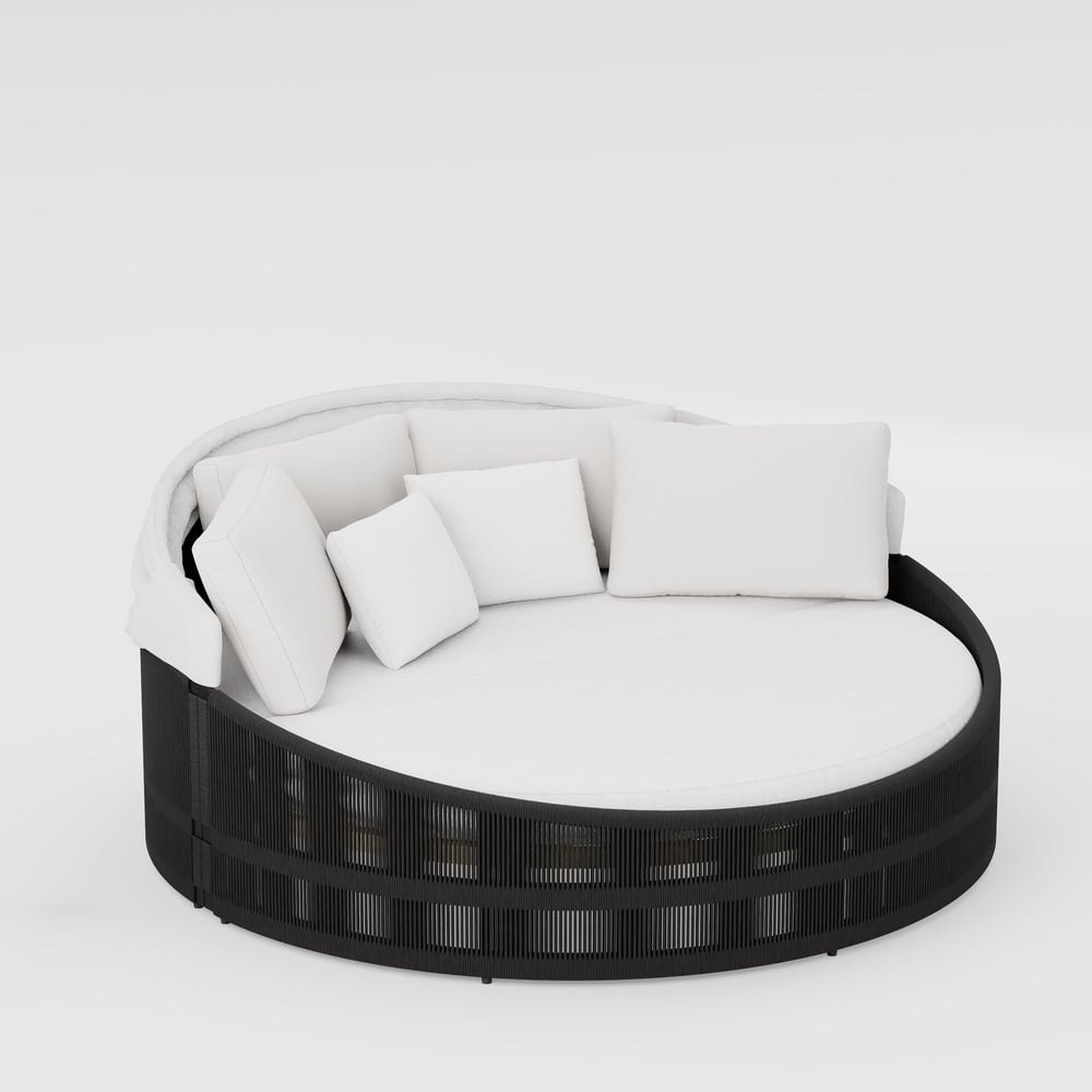Costra Weatherproof Round Patio Daybed with Adjustable Canopy in Black window image