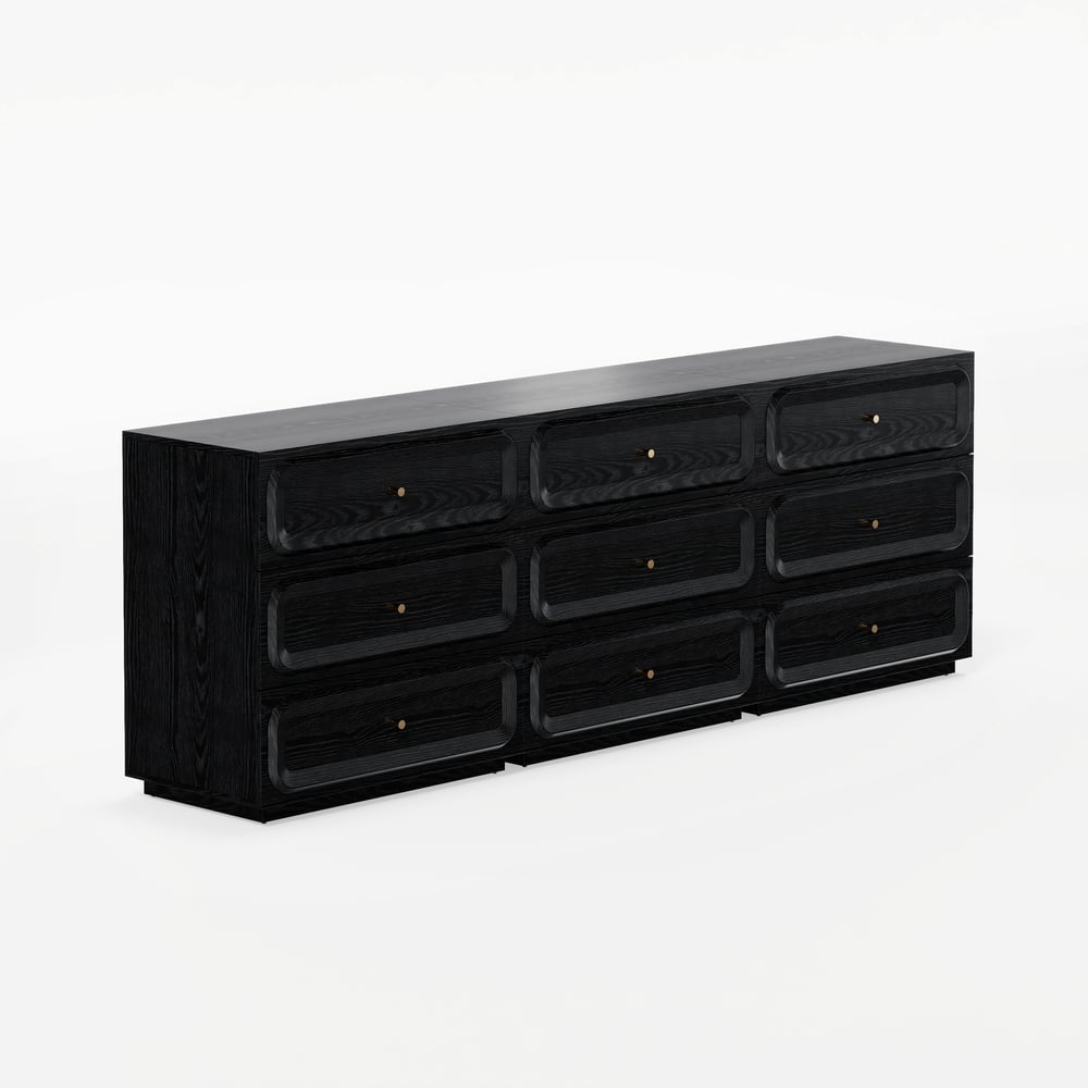 94" TV Stand with Chest Cabinet with 3 Drawers Storage window image