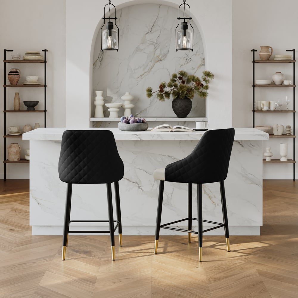 Diamic Black Faux Leather Upholstered Counter Stool, 1 Piece window image