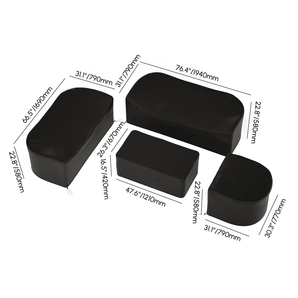 600D Tough Canvas Waterproof Outdoor Patio Furniture Set Covers in Black weights dimensions image