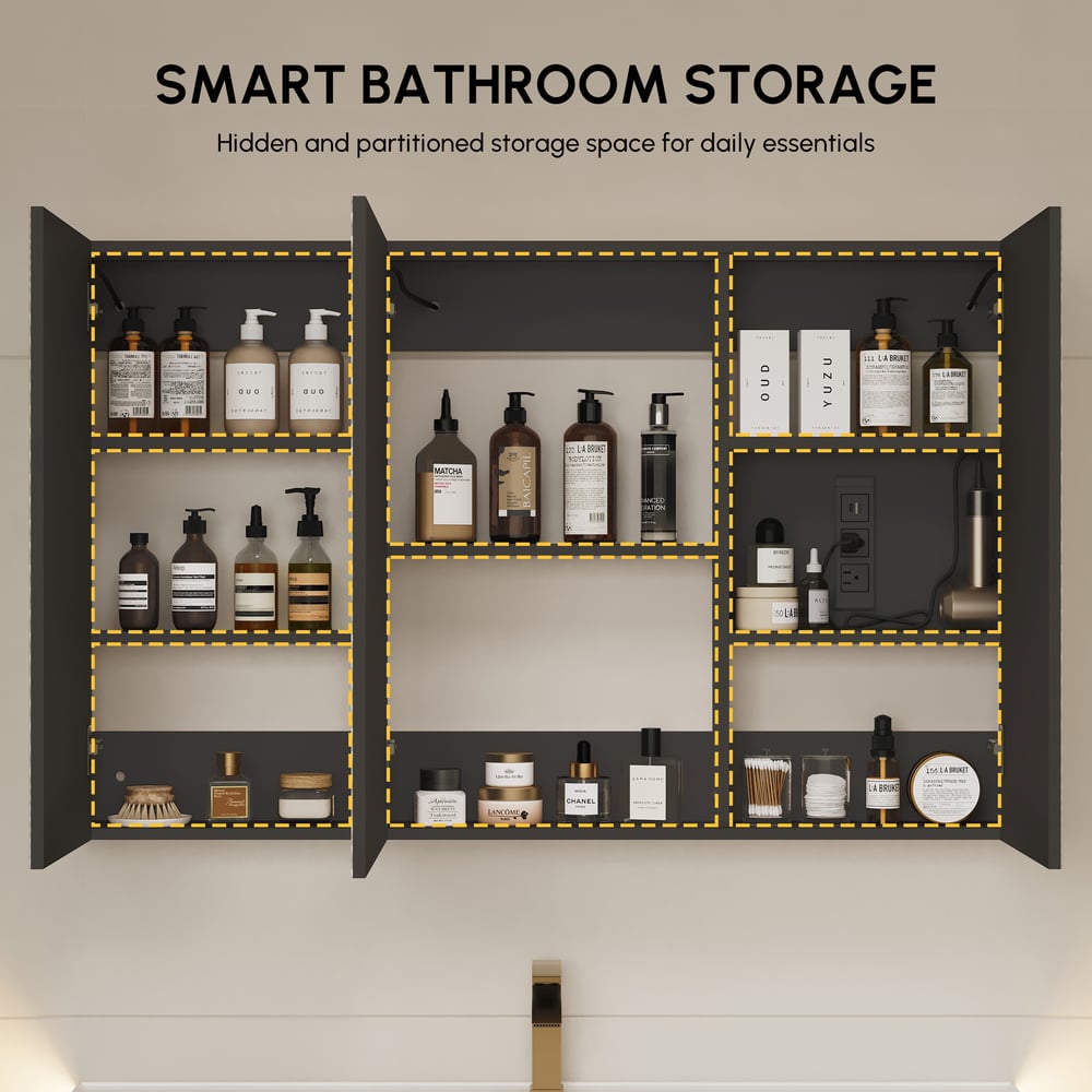 47" Modern Wall-mounted LED Bathroom Medicine Cabinet Vanity Mirror with Storage window image