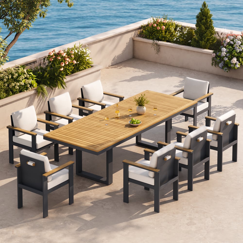 Tevara Outdoor Extendable Teak & Aluminium Dining Table window image