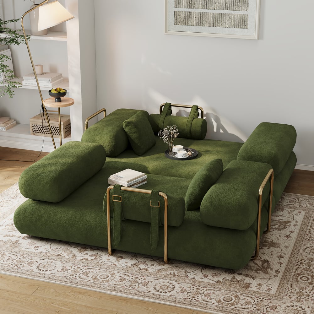 Canapé-lit convertible Humply 170 cm 2 places en velours chenille 4 en 1 image de fenêtre