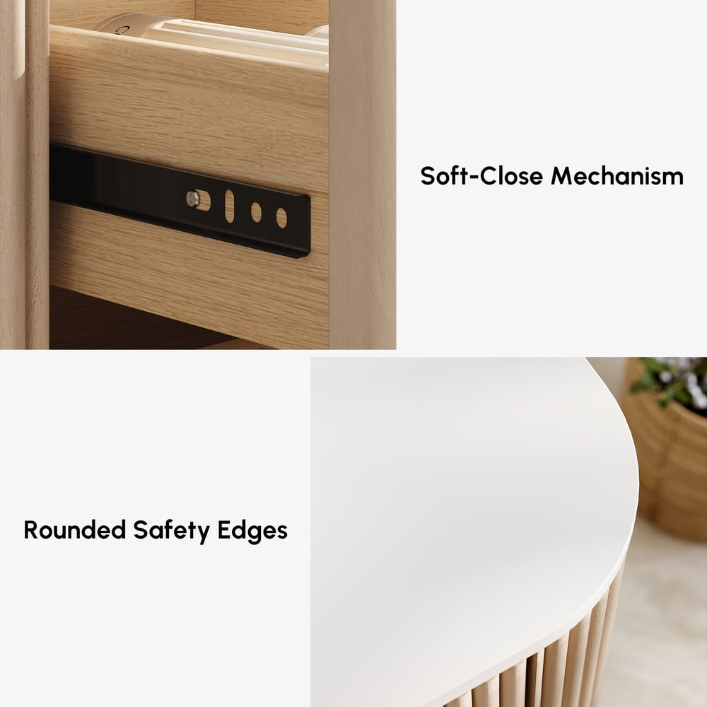 80cm Fluted Freestanding Bathroom Vanity with Vessel Sink, 3-Drawers, Sintered Stone top window image