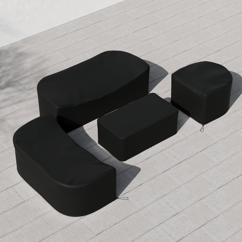 600D Tough Canvas Waterproof Outdoor Patio Furniture Set Covers in Black window image