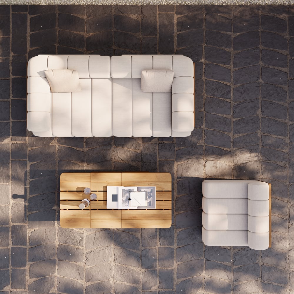 Resaro 6-Piece Outdoor Modular Natural Teak Sectional Fluted Sofa Set window image
