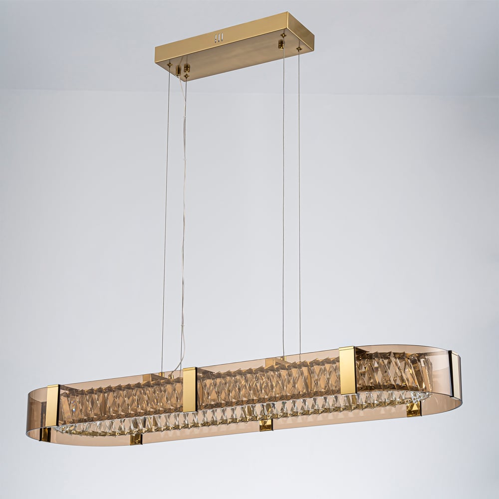Linear Crystal Kitchen Island Pendant Light with Remote, 3-CCT Dimmable LED window image