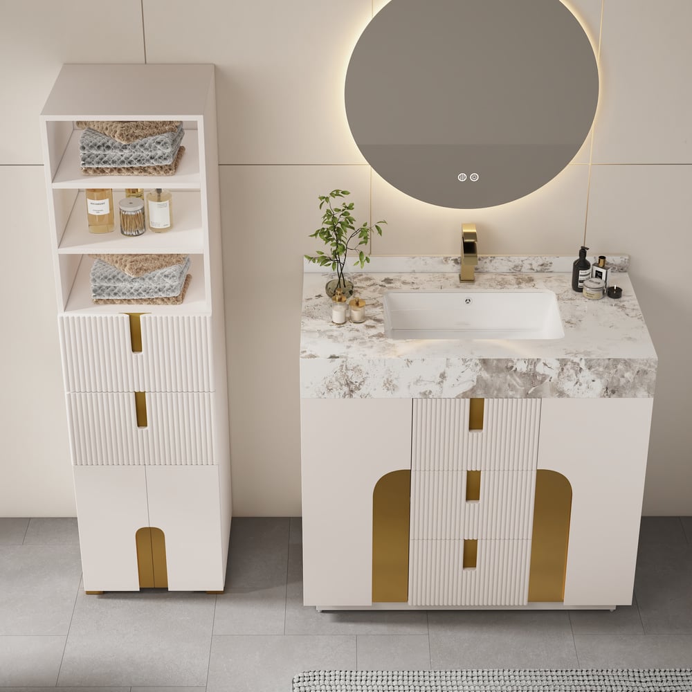 Artis 59" Tall Bathroom Storage Cabinet & 36" Single Vanity Set window image