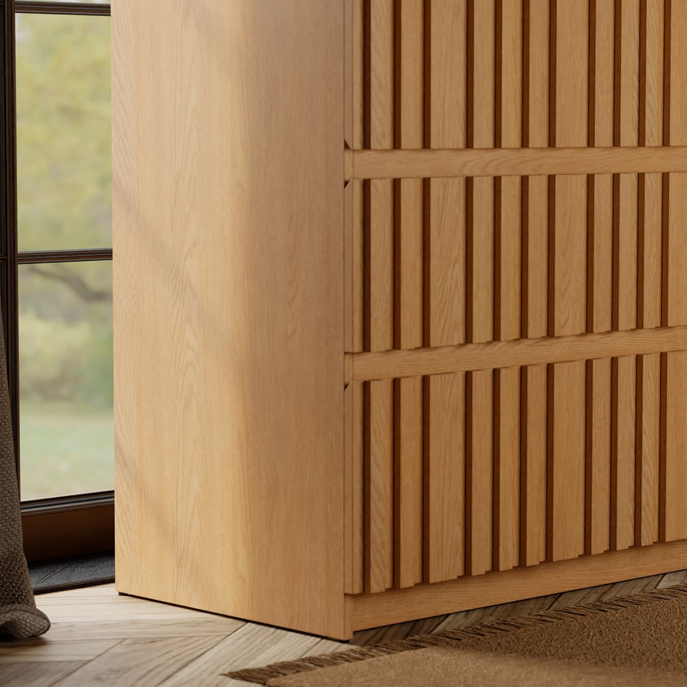 Aura 59" Natural Sintered Stone 6-Drawer Dresser with Lighting window image