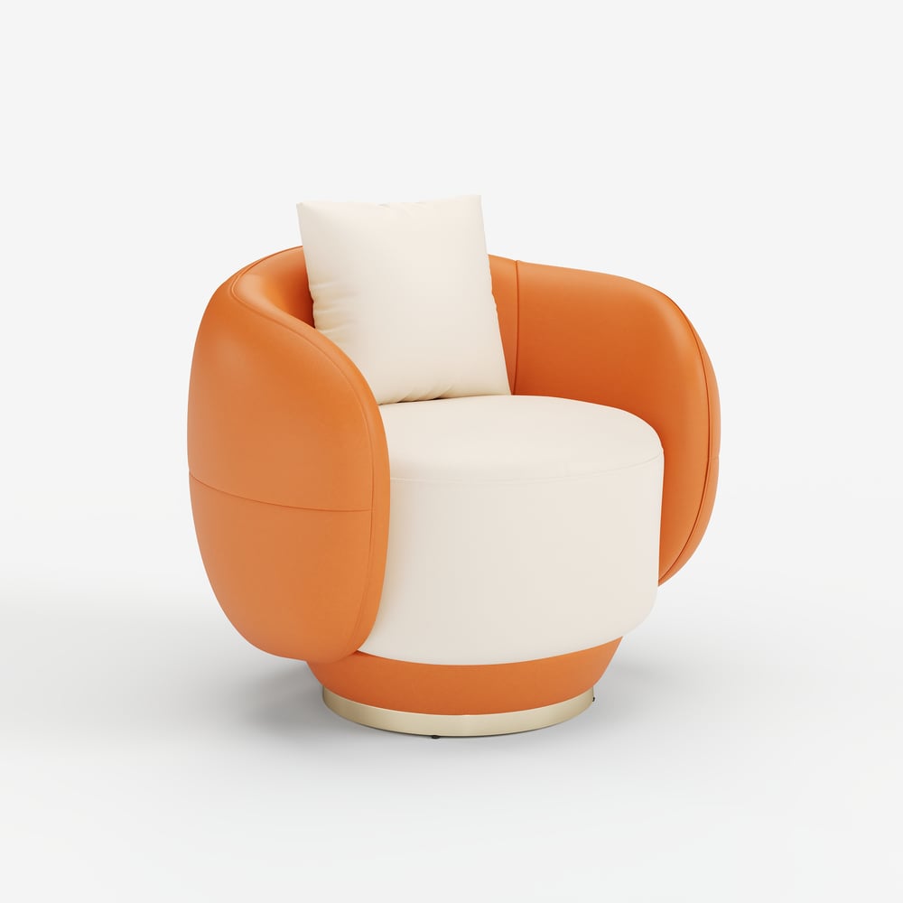 Suncurve Performance Leather Swivel Barrel Accent Chair with Pillow window image