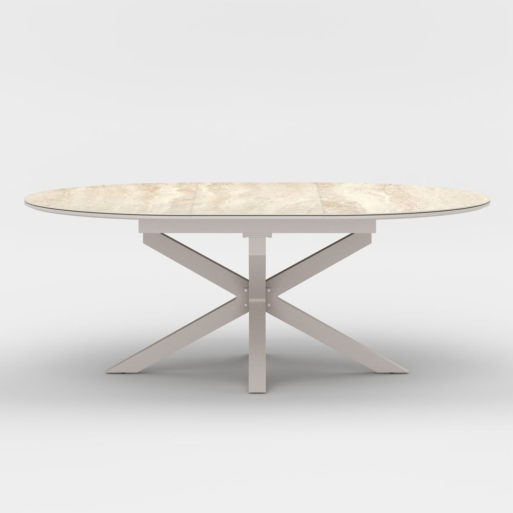 Outdoor Aluminum & Sintered Stone Extendable Dining Table in Sand window image