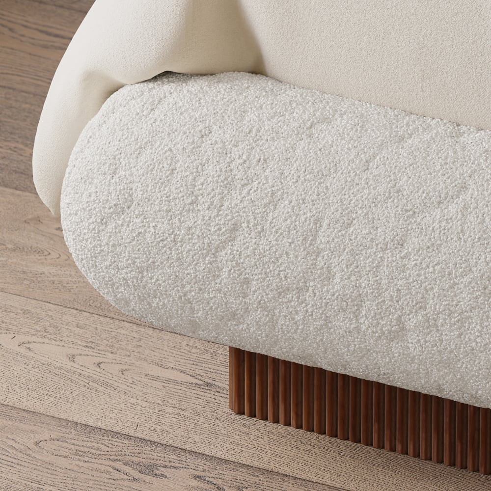 Modern Boucle Upholstered Bed with Charging Station & Fluted Base window image