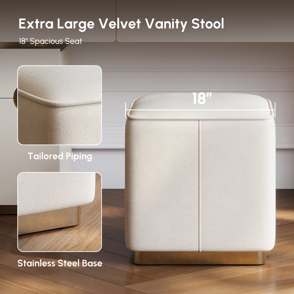 Horva Extendable Makeup Vanity Set with LED Mirror and Vanity Stool (57"–73") window image