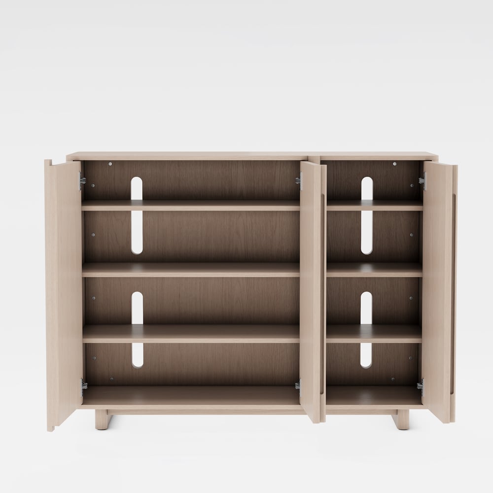 Lineva 48" Ash Wood Veneer Shoe Storage Fluted Entryway Cabinet window image