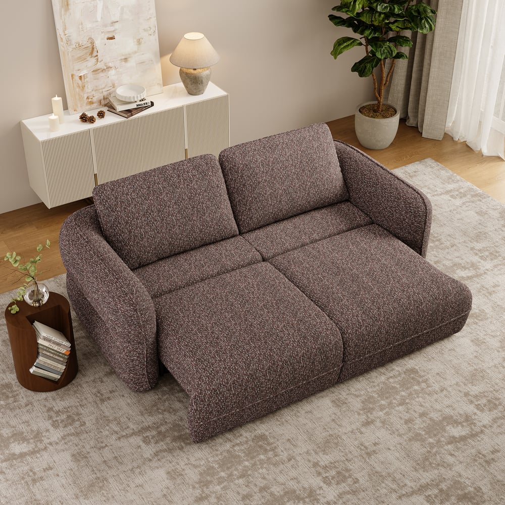 Modern 87" 2-Seater Chenille Power Convertible Sleeper Sofa with Remote Control window image