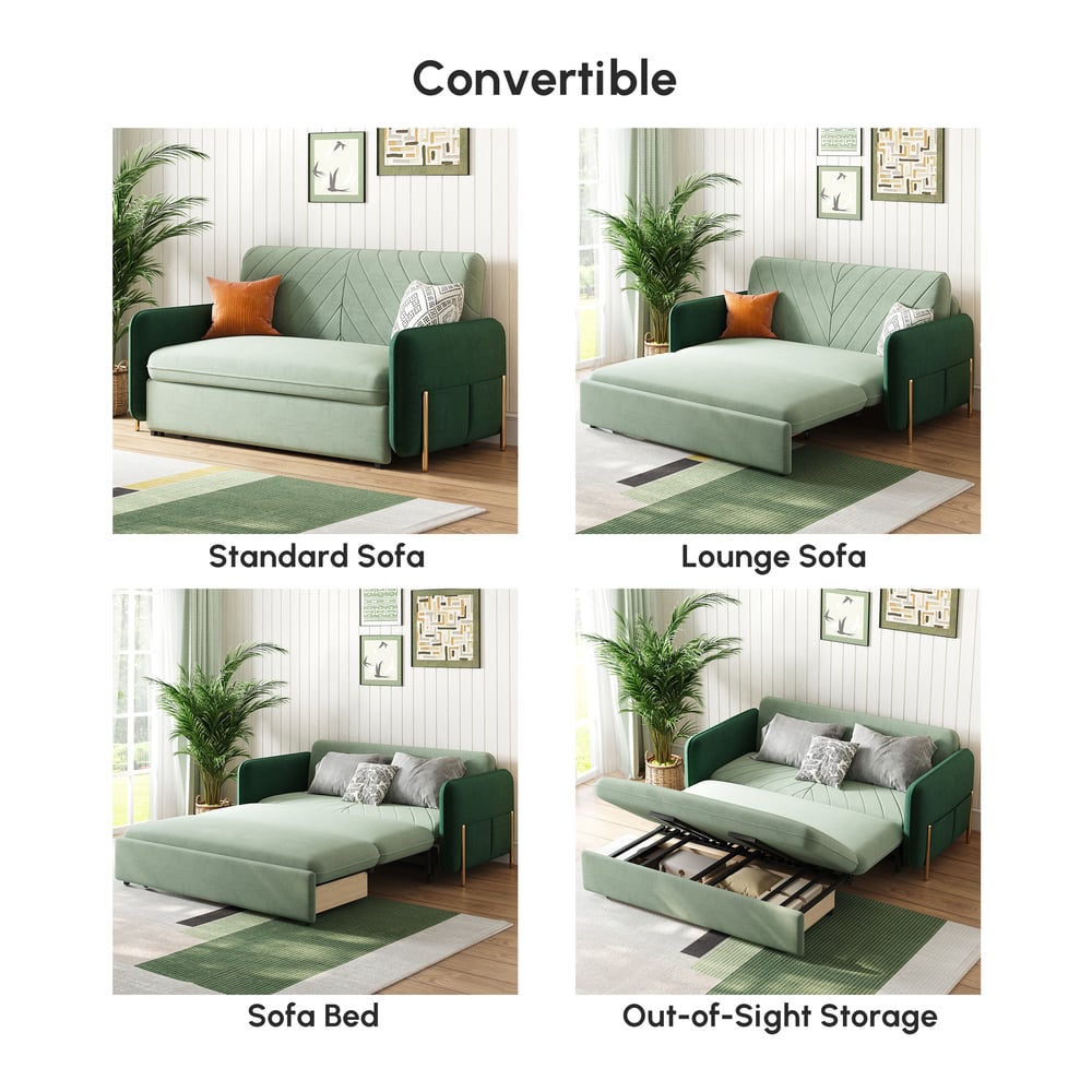 1525mm Queen 3-seater Velvet Convertible Sofa Bed window image