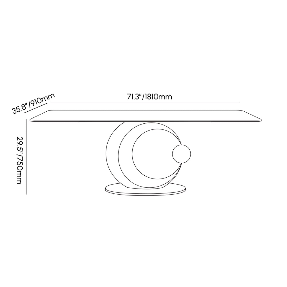 Dining Set 71.3" Rectangle Sintered Stone Table with 6 Chairs weights dimensions image