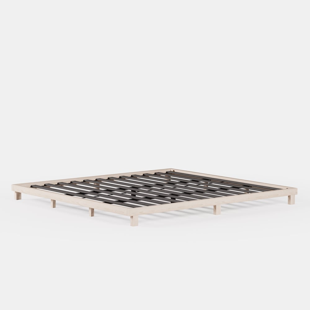 Japanese Style Queen Floor Wood Bed in Whitewash window image