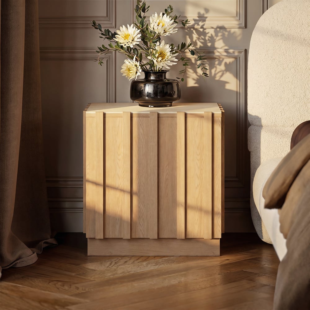 Aura Ash Wood Led Nightstand with Charging Station,Set of 2 window image