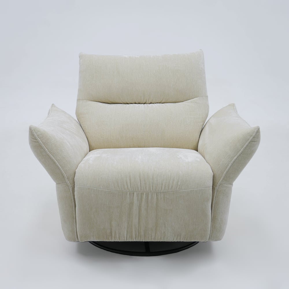 Performance Chenille Power Recliner Swivel Rocker Chair With Dual Motor & Adjustable Armrests window image