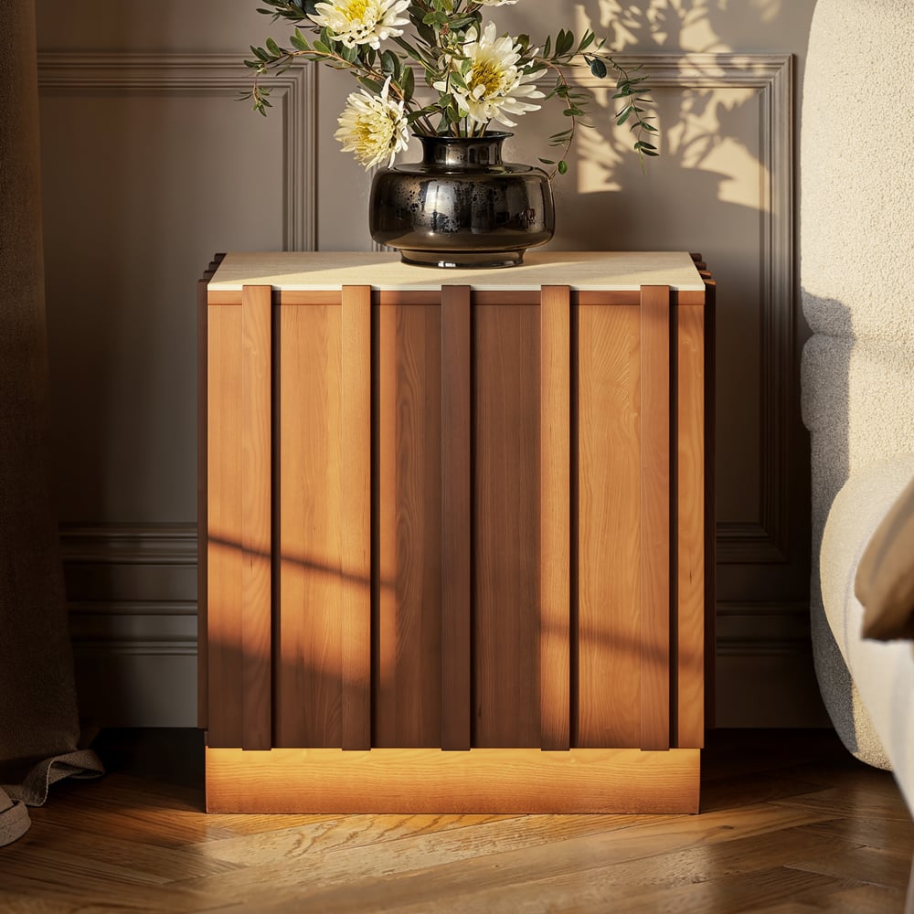 Aura Ash Wood Smart Nightstand With Charging Station & Light window image