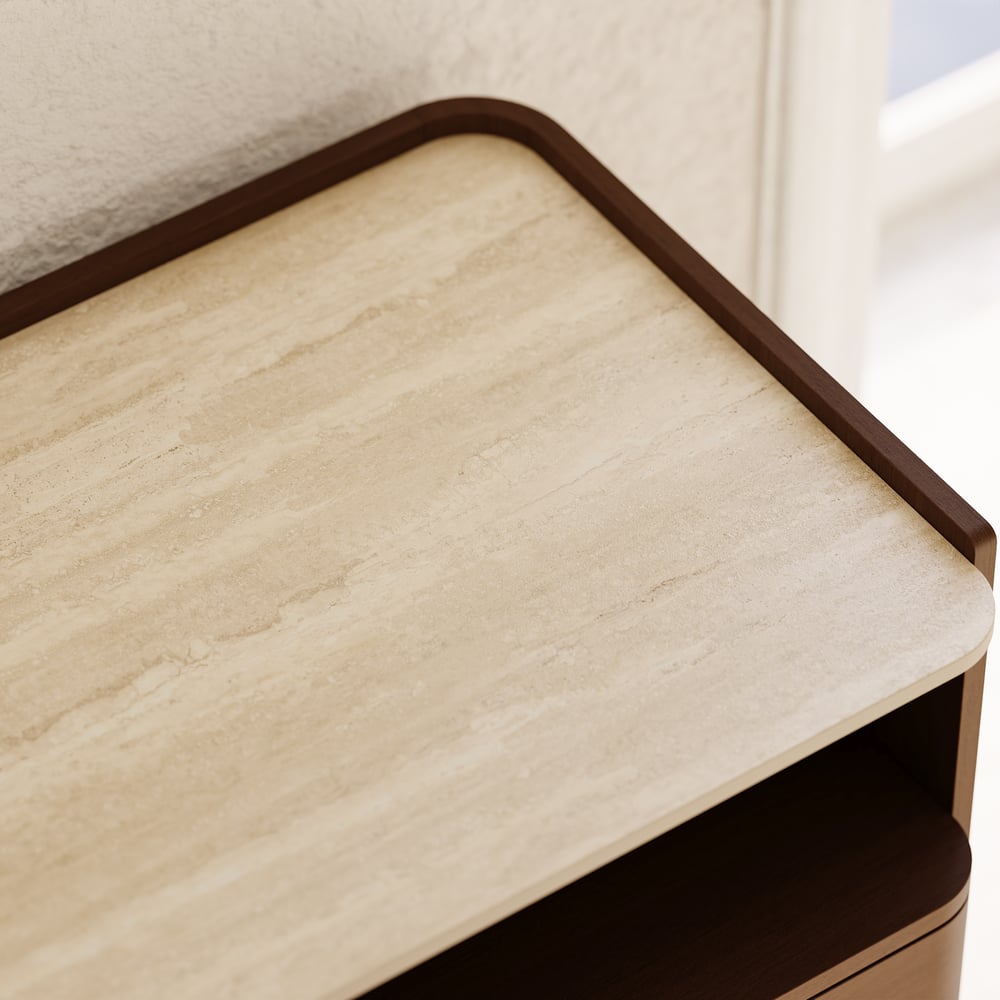 Arvona 47" 6-Drawer Walnut Chest of Drawers with Sintered Stone Top window image