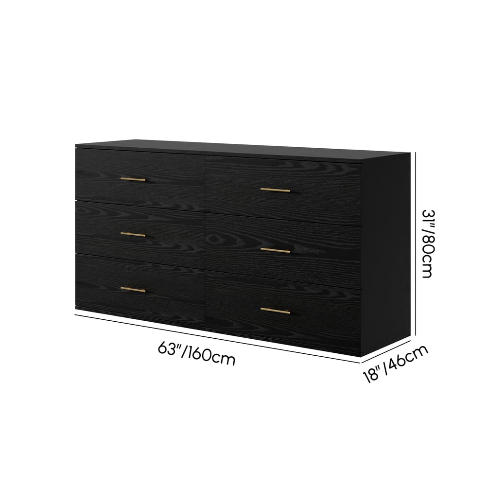 Arune 63" TV Stand with 6 Drawers Storage Chests weights dimensions image