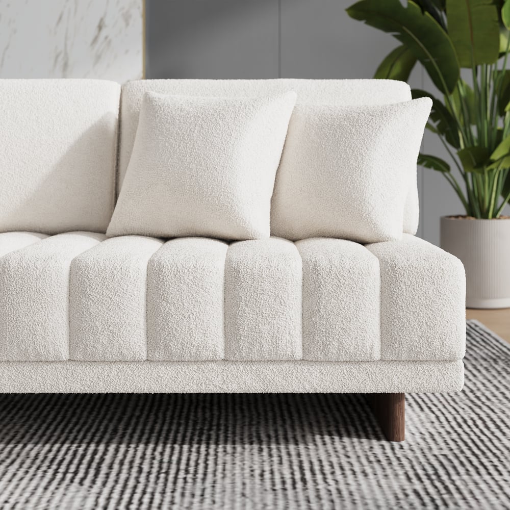 Vewal 126-inch L-Shaped Boucle Modular Sectional Sofa with Chaise & Ottoman window image