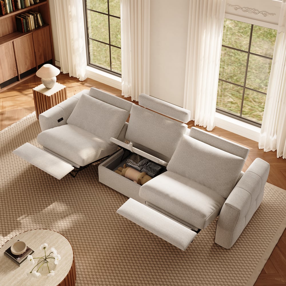 Glidio Chenille Power Reclining Sofa with Adjustable Headrests window image