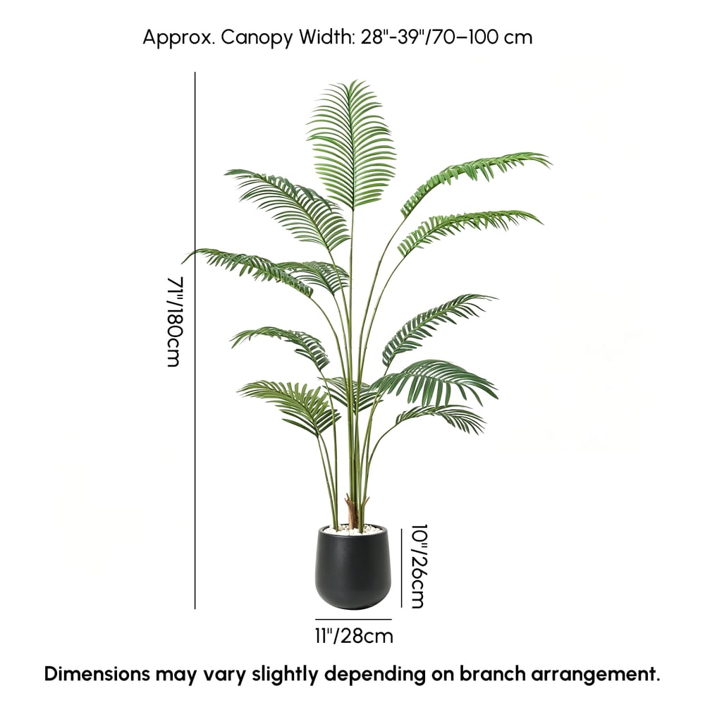 6 ft. Artificial Areca Palm Tree with Planter and Decorative Stones weights dimensions image