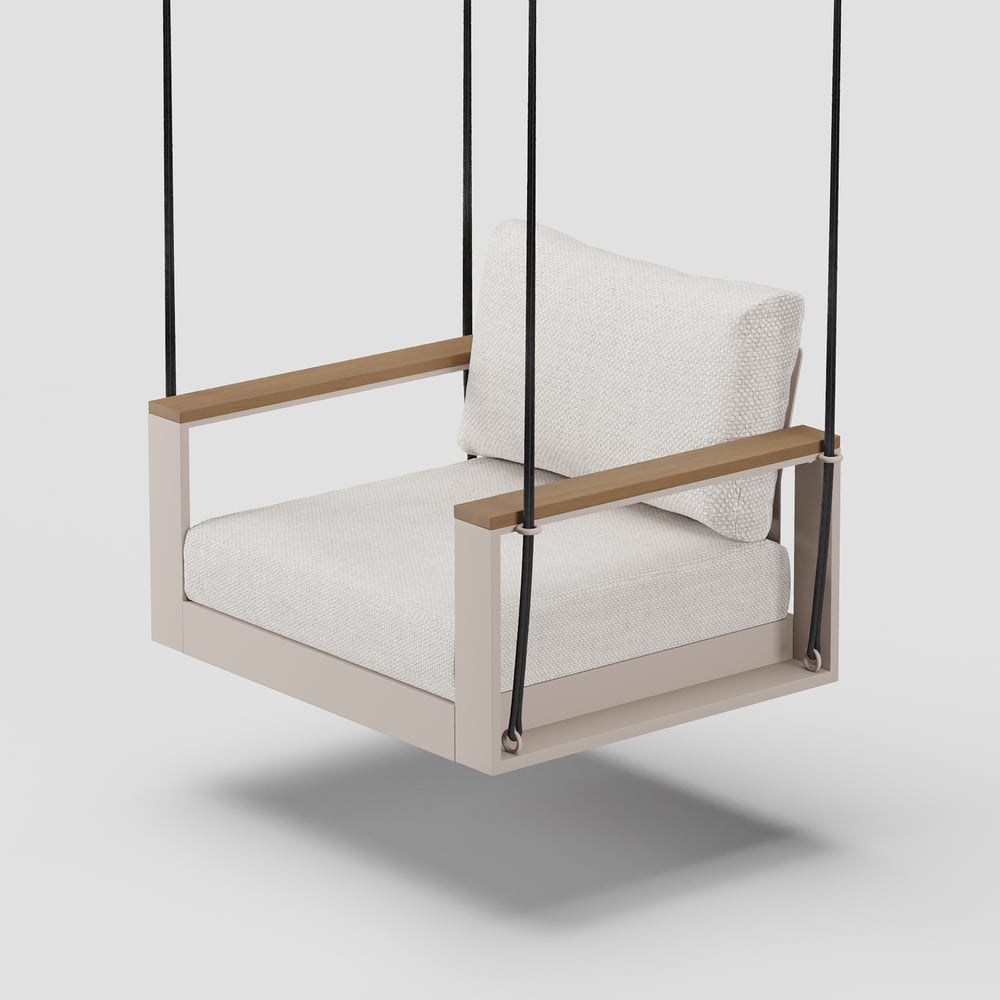 Tevara Outdoor Swing Sofa in Sand with Cushion & Black Cover window image