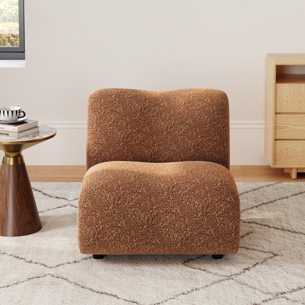 17" Boucle Upholstered Curved Slipper Accent Chair window image