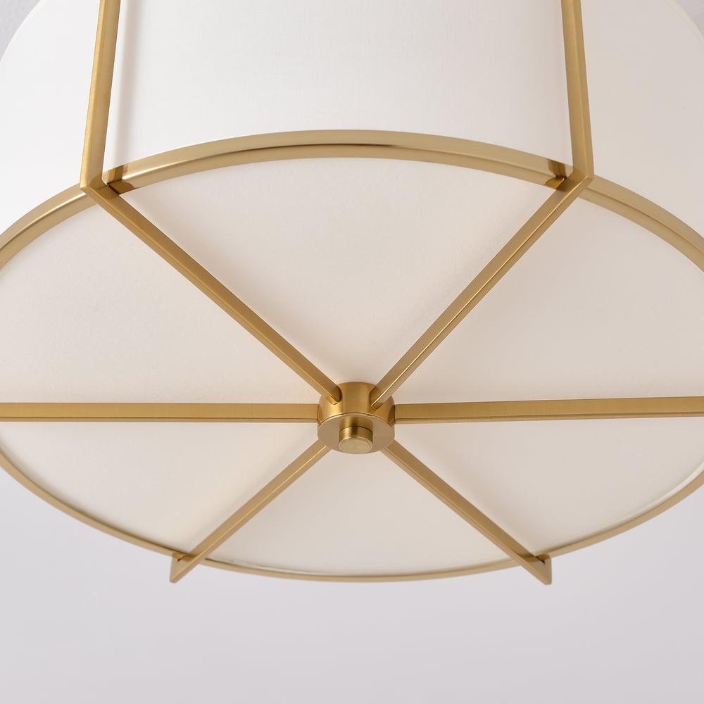 18" Fabric Flush Mount Light in Gold Finish, 3-Light window image