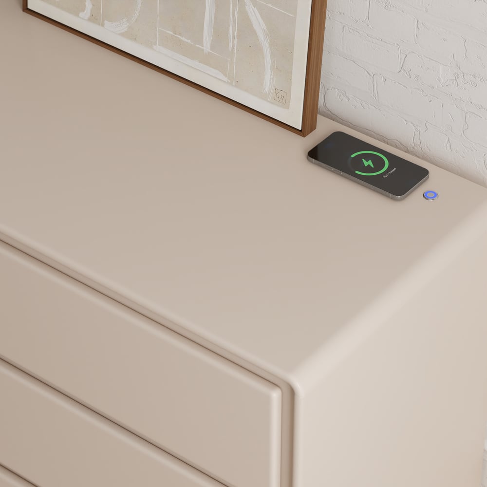 Modern 47" 6-Drawer Dresser with Light and Charging Station window image