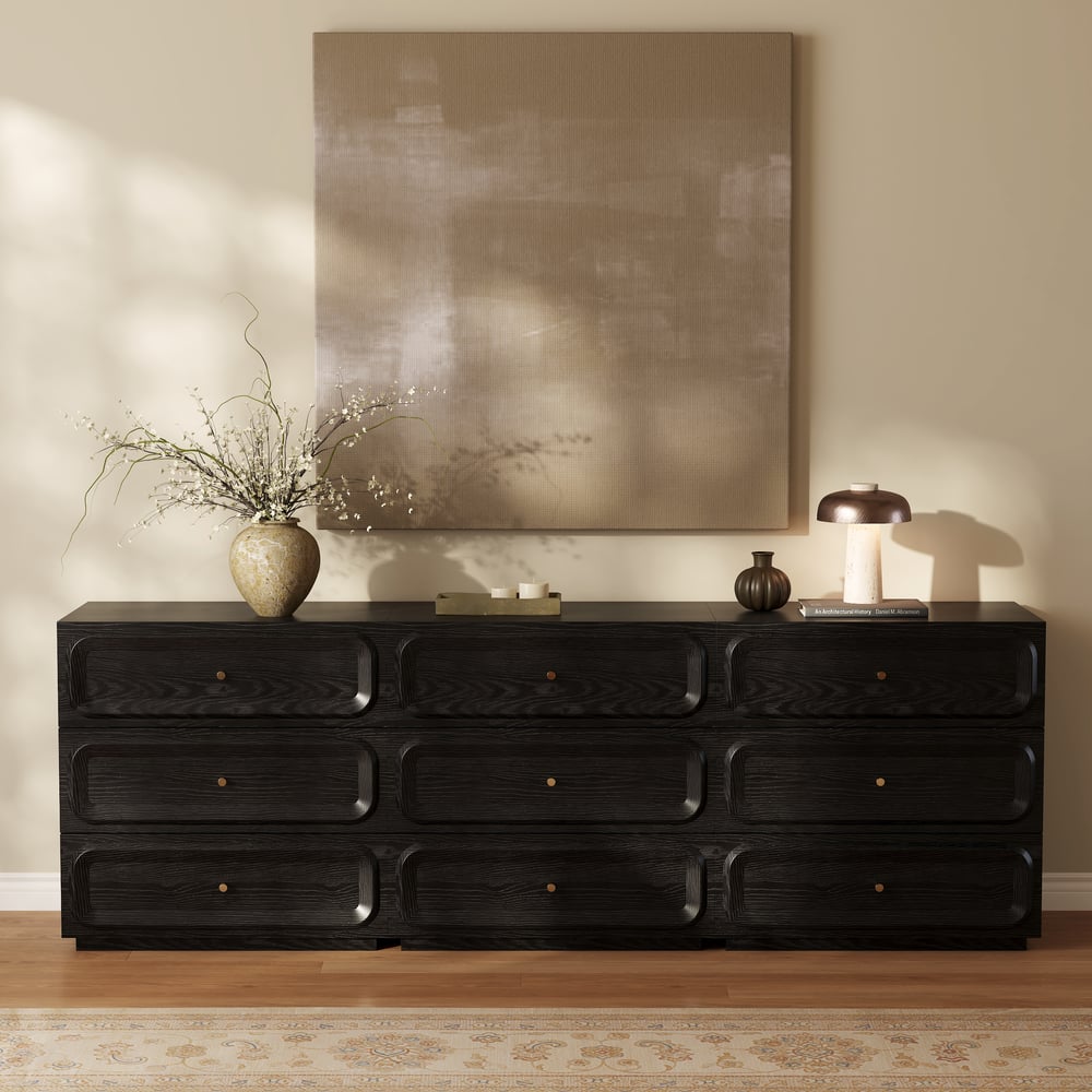 94" TV Stand with Chest Cabinet with 3 Drawers Storage window image