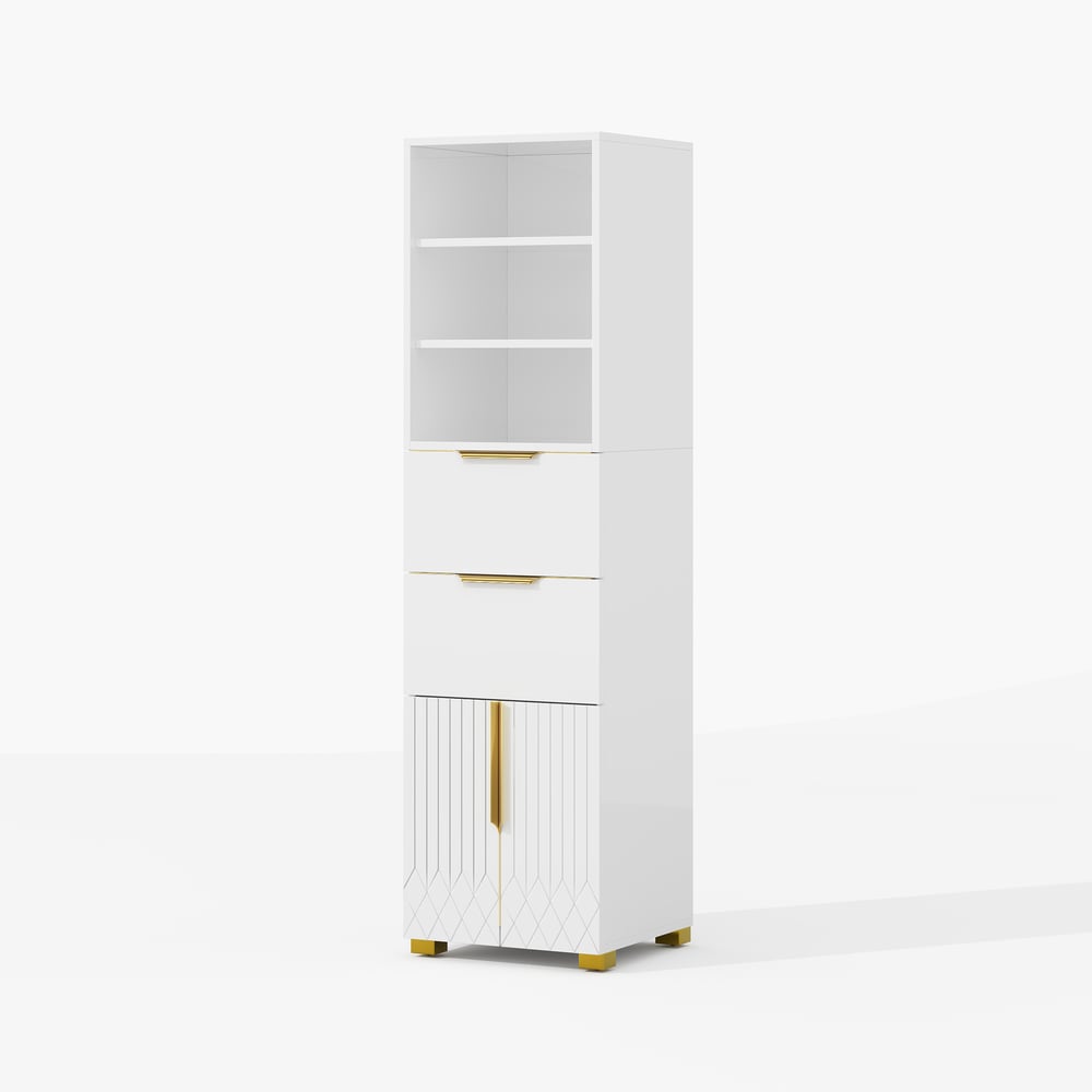 Aro 59" Freestanding Bathroom Storage Cabinet with Shelves, Drawers & Doors window image
