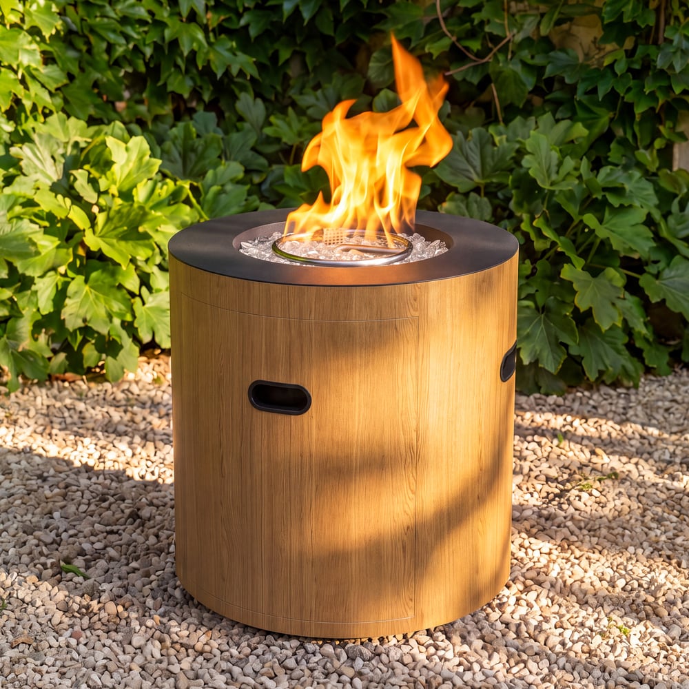 Tevara Outdoor Dark Gray Aluminum Smokeless Fire Pit Side Table window image