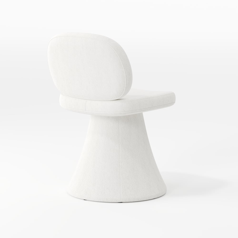Warm White Performance Chenille Swivel Dining Chair, 1 Piece window image
