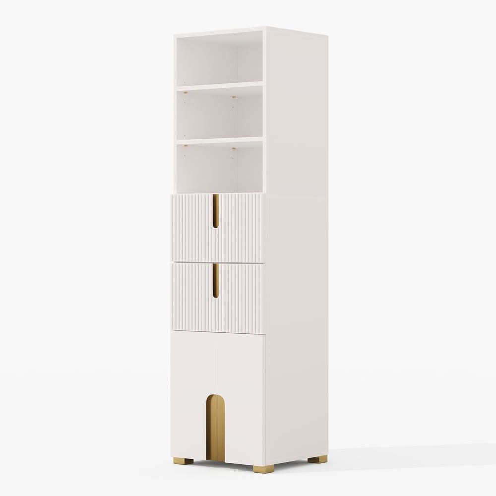 Artis 59" Bathroom Storage Cabinet – Freestanding Linen Tower with 2 Drawers & 2 Doors window image