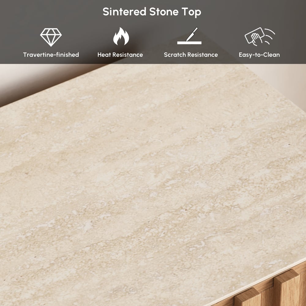 TV Lowboard Aura 213 cm in Grooved Ash in Natural with Sintered Stone Top window image