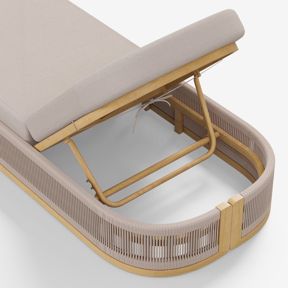 Aluminium & Rotan Buiten Ligstoel Terrasmeubilair in Ivoor Vensterafbeelding