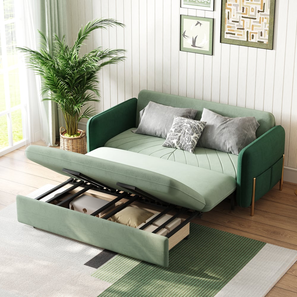 1525mm Queen 3-seater Velvet Convertible Sofa Bed window image