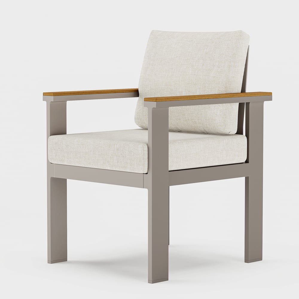 Tevara Outdoor Teak & Aluminium Dining Chairs in Sand, Set of 2 window image