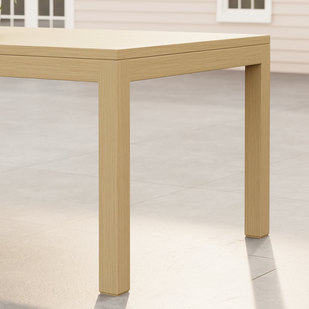 Wevara 78" Natural-Finish Aluminum Slatted Outdoor Dining Table in Natural window image