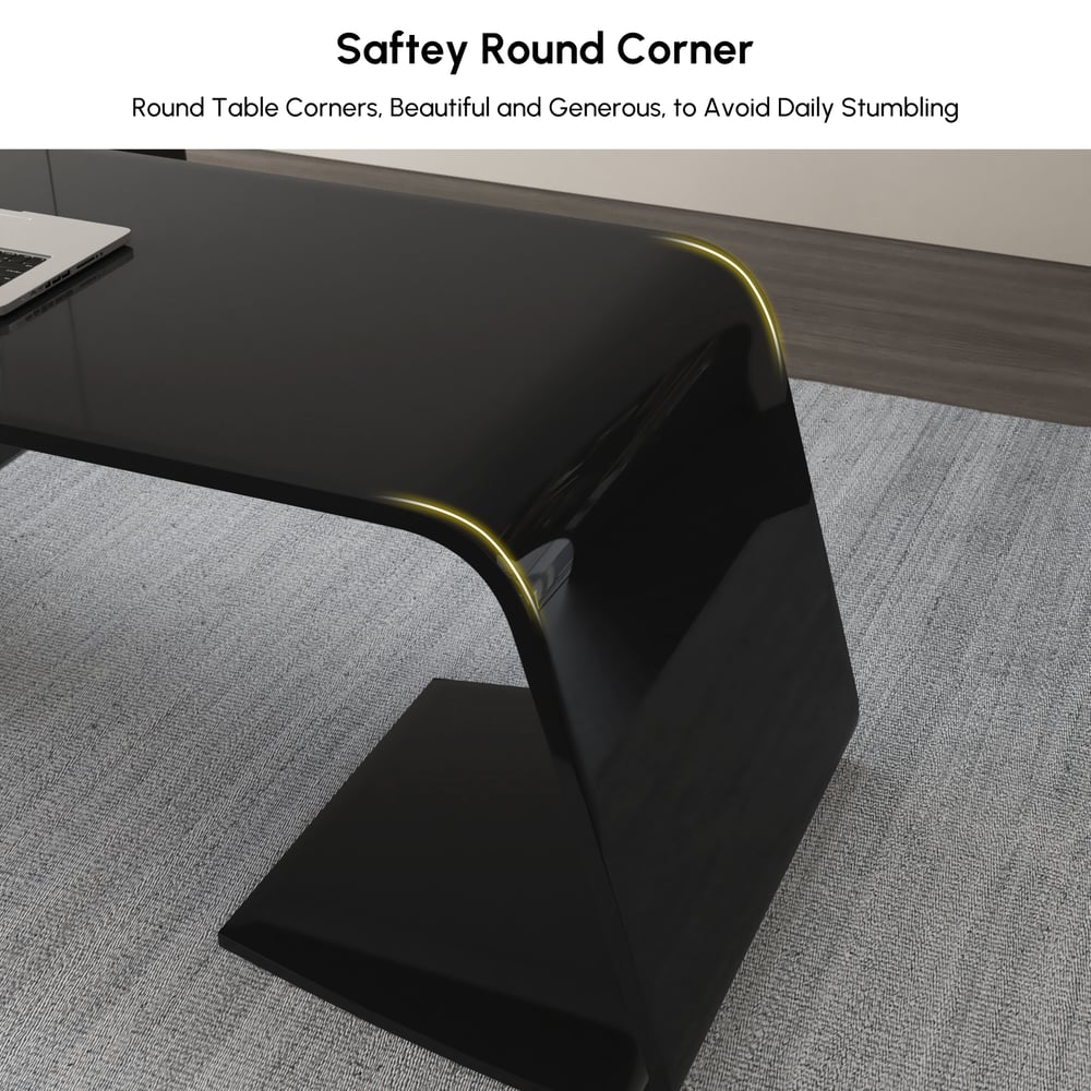 Modern 87" L-Shaped Right-Hand Executive Desk with Storage window image