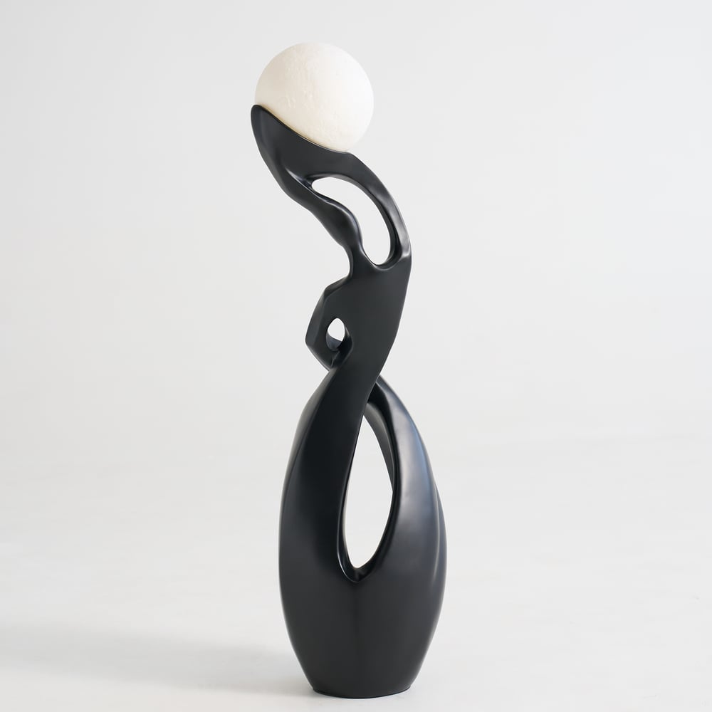 815mm Abstract Black Sculpture Lamp with LED Ball, Touch & Remote Control, Rechargeable window image
