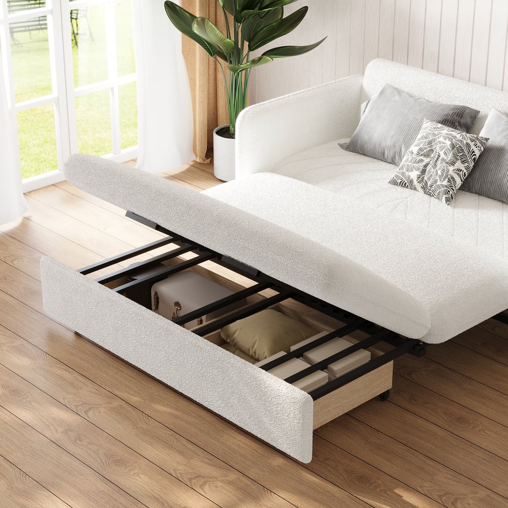 1524mm Queen 3-Seater Boucle Convertible Sleeper Sofa window image