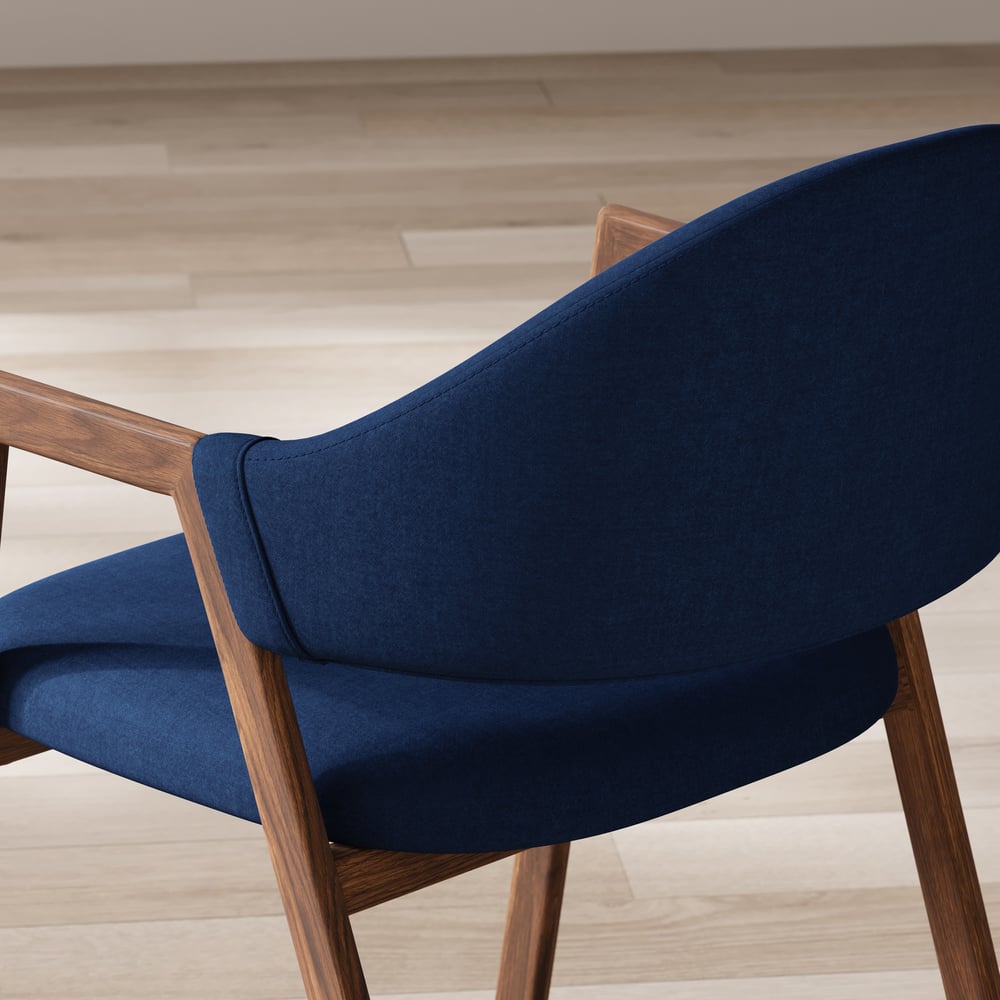 Modern Blue Linen Dining Chair with Upholstered, 2 Pieces window image