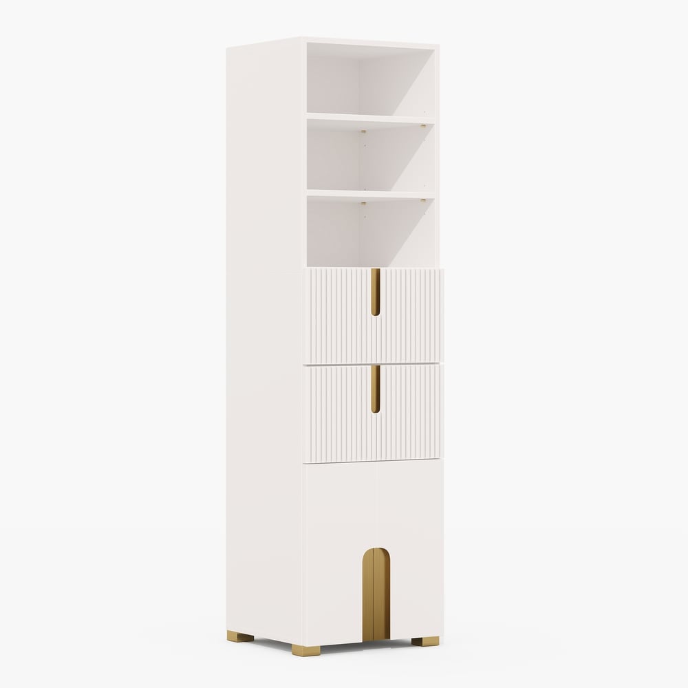 Artis 59" Bathroom Storage Cabinet – Freestanding Linen Tower with 2 Drawers & 2 Doors window image