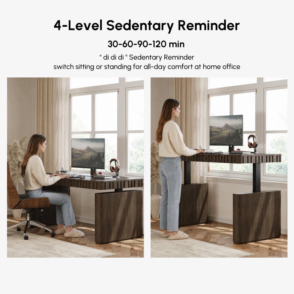 Aura 160 cm Smoked Brown Fluted Electric Adjustable Standing Desk window image